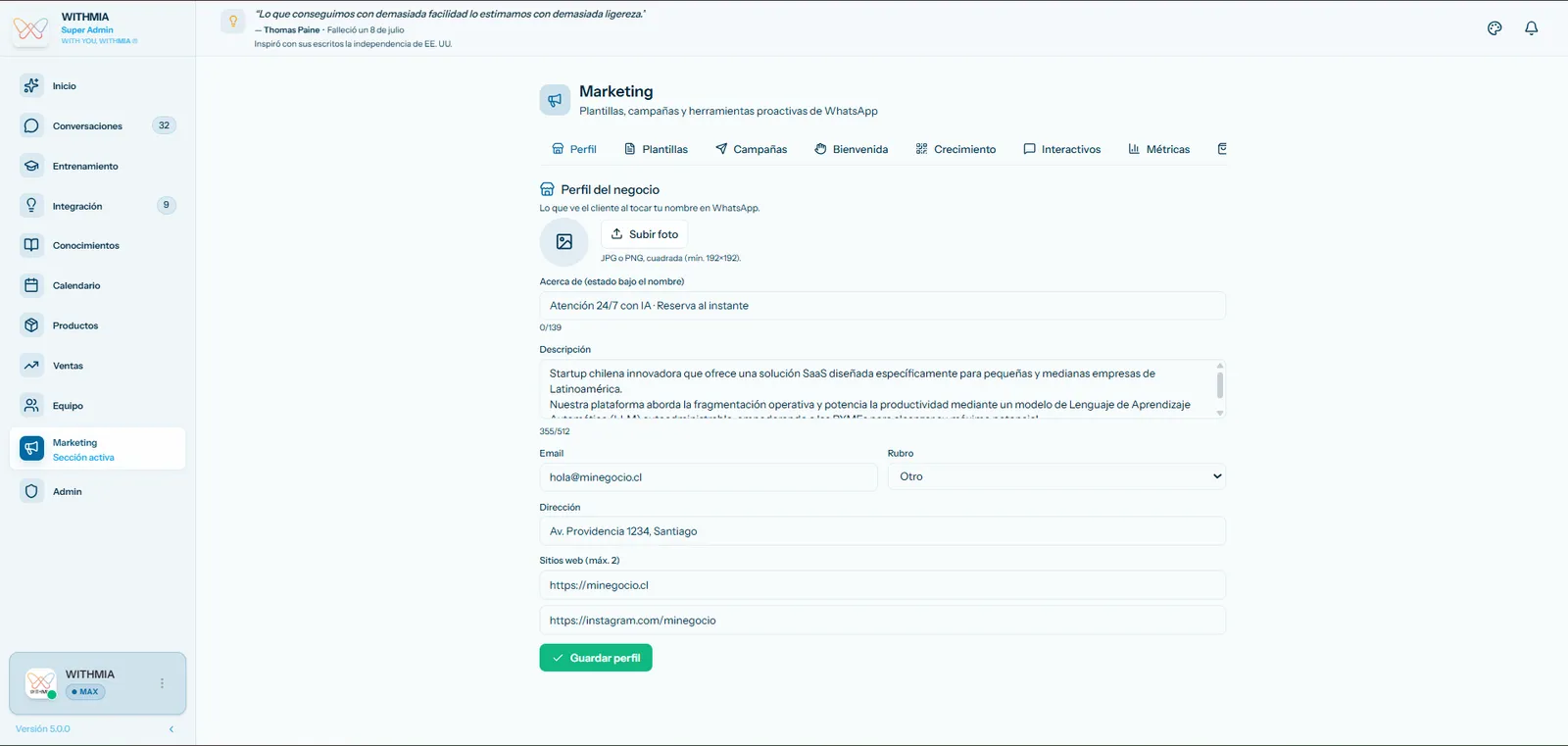 WITHMIA — Escríbele tú primero al cliente